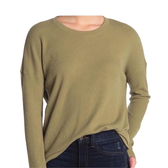 Madewell Tops - MADEWELL Ex-Boyfriend 3/4 Sleeve Thermal Waffle Knit Top in Army Green Size XS